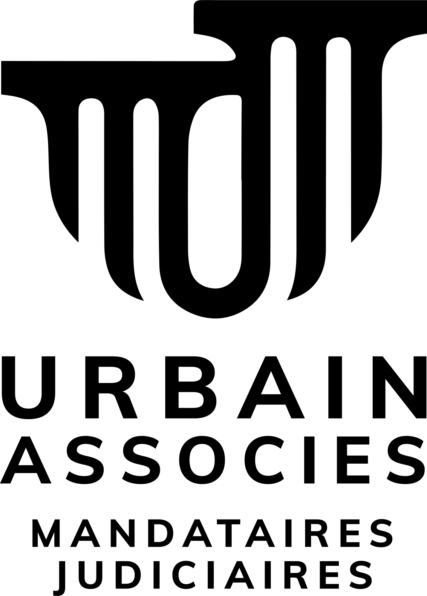 logo de l'étude coustitué de colonnes avec un M et un J formant un U